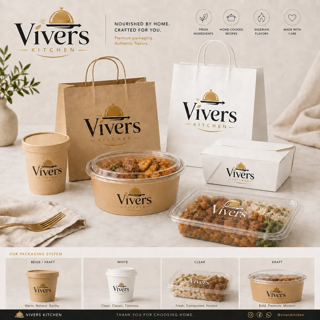 Vivers Kitchen meals and premium packaging